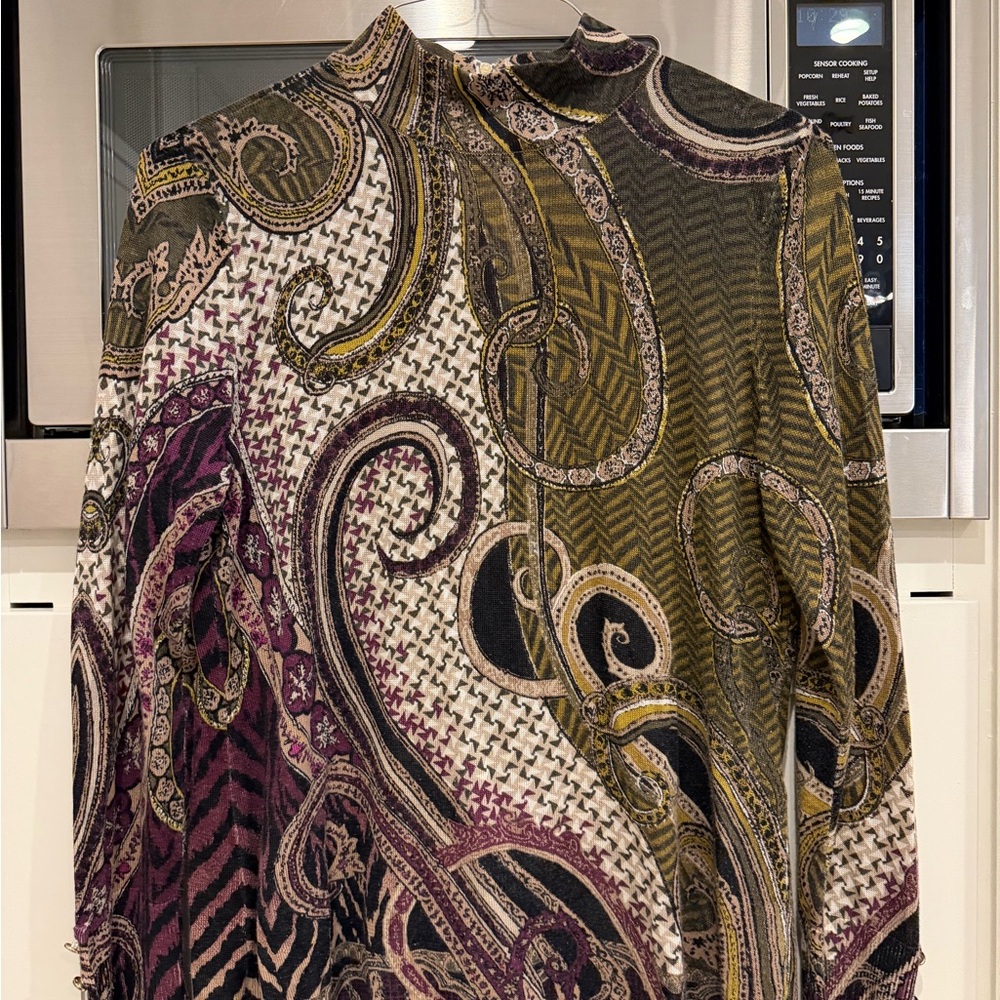 Chico's Earthy Tones Paisley Knit Top